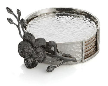 BLACK ORCHID COASTER SET S/6 - La Perla Home in Montrose CA