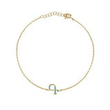 Armenian Initial Bracelet Gold w/ Turquoise Stones