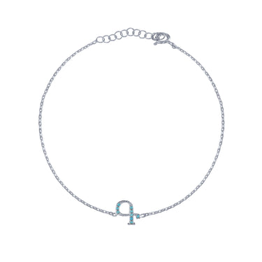 Armenian Initial Bracelet Silver w/ Turquoise Stones