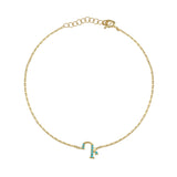 Armenian Initial Bracelet Gold w/ Turquoise Stones