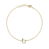Armenian Initial Bracelet Gold w/ Turquoise Stones