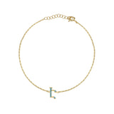 Armenian Initial Bracelet Gold w/ Turquoise Stones