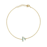 Armenian Initial Bracelet Gold w/ Turquoise Stones