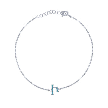 Armenian Initial Bracelet Silver w/ Turquoise Stones