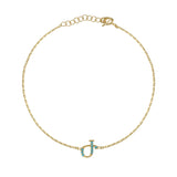 Armenian Initial Bracelet Gold w/ Turquoise Stones