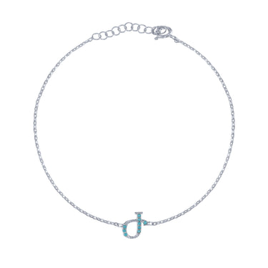 Armenian Initial Bracelet Silver w/ Turquoise Stones