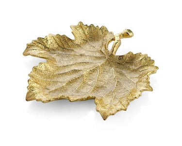 GRAPELEAF SNACK PLATE GOLD - La Perla Home in Montrose CA