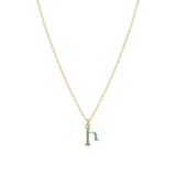 Armenian Initial Necklace Gold w/ Turquoise Stones