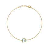 Armenian Initial Bracelet Gold w/ Turquoise Stones