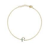 Armenian Initial Bracelet Gold w/ Turquoise Stones