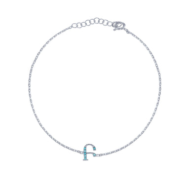 Armenian Initial Bracelet Silver w/ Turquoise Stones