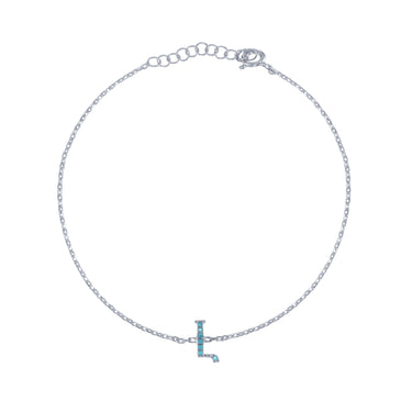 Armenian Initial Bracelet Silver w/ Turquoise Stones