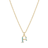 Armenian Initial Necklace Gold w/ Turquoise Stones