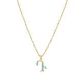 Armenian Initial Necklace Gold w/ Turquoise Stones
