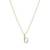 Armenian Initial Necklace Gold w/ Turquoise Stones