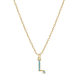 Armenian Initial Necklace Gold w/ Turquoise Stones