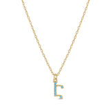 Armenian Initial Necklace Gold w/ Turquoise Stones