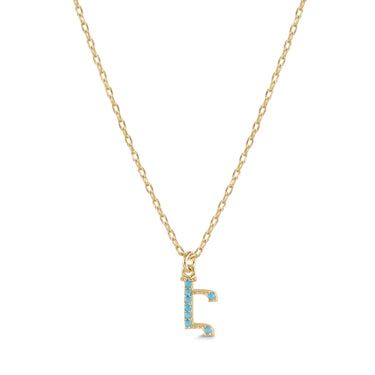 Armenian Initial Necklace Gold w/ Turquoise Stones