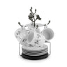 Black Orchid Demitasse Set & Stand