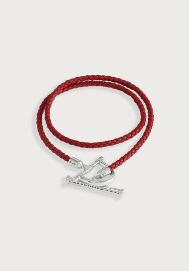 Cheval Leather Wrap Bracelet, Silver