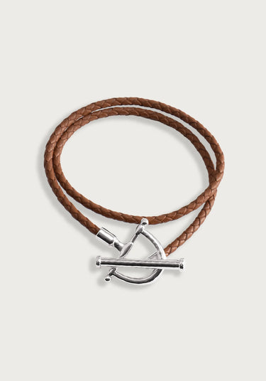 Cheval Leather Wrap Bracelet, Silver