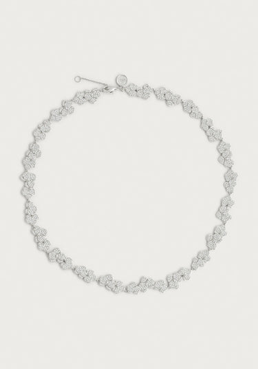 Orchid White Pavé Necklace, Silver