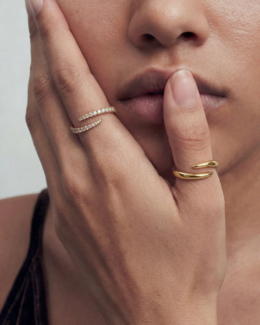 Spiral Pavé Adjustable Ring