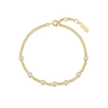 Multi Station Round Stone Chain Bracelet