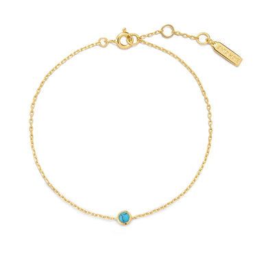 Bezel Set Lab Created Turquoise Solitaire Bracelet