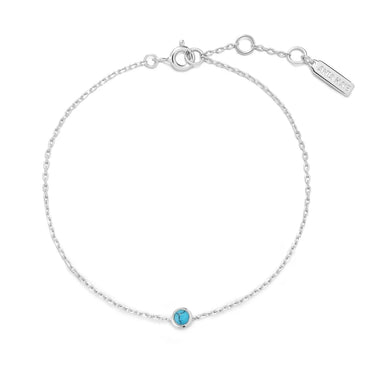 Bezel Set Lab Created Turquoise Solitaire Bracelet
