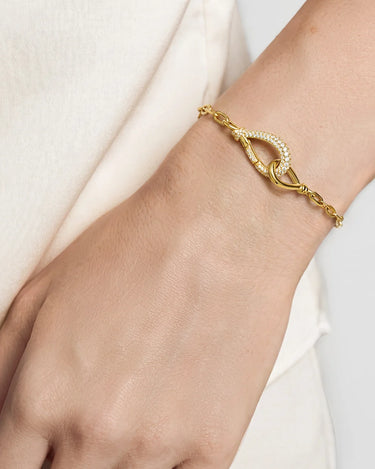 Gold Interlocked Pavé & Polished Knot Bracelet