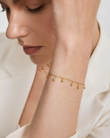 Polished Teardrop Dangle Station Bracelet
