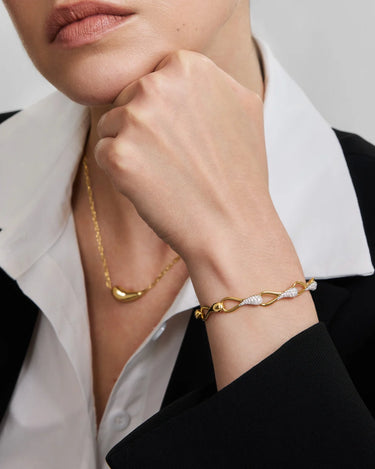 Gold Pavé Sculptural Interlocked Bracelet