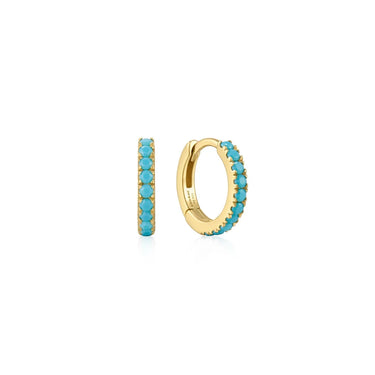 Aqua Blue Row Huggie Hoop Earrings