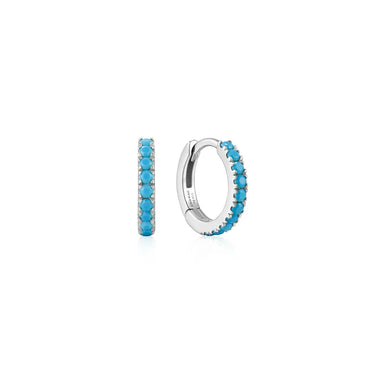 Aqua Blue Row Huggie Hoop Earrings