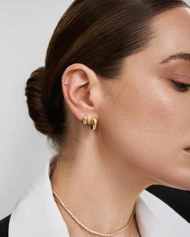 Dome Stud Hoop Earrings