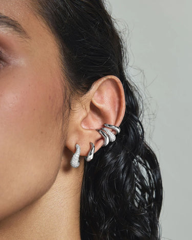 Pavé Wave Huggie Hoop Earrings