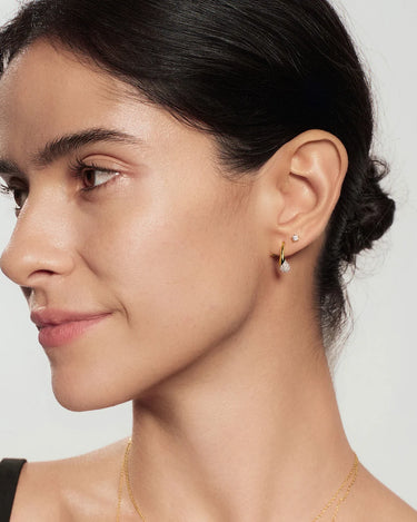 Gold Pavé Sculptural Teardrop Hook Earrings