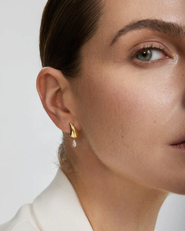 Curved Teardrop Dangle Stud Earrings