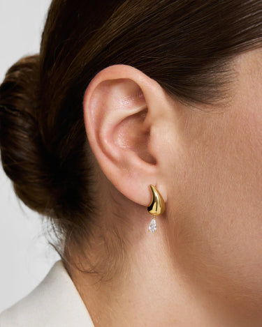 Curved Teardrop Dangle Stud Earrings