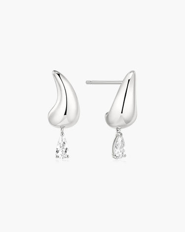 Curved Teardrop Dangle Stud Earrings