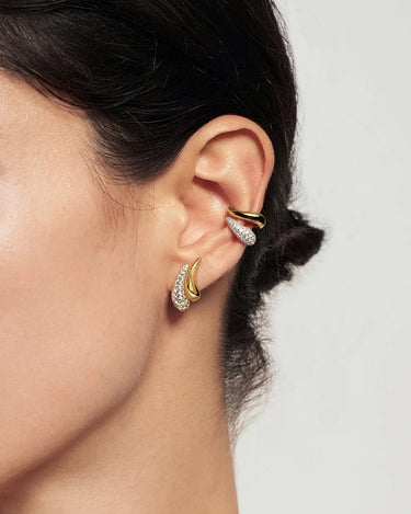 Pavé & Polished Teardrop Duet Stud Earrings