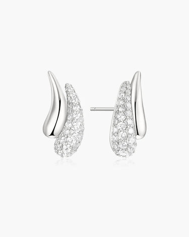 Pavé & Polished Teardrop Duet Stud Earrings