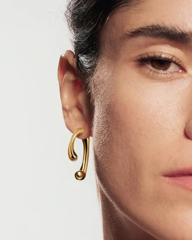 Gold Sculptural Arc Hoop Earrings