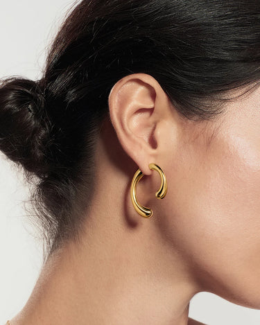 Gold Sculptural Arc Hoop Earrings