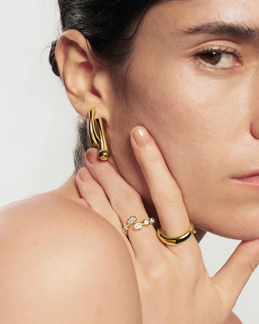 Gold Sculptural Arc Hoop Earrings