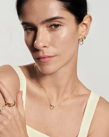 Pavé Interlocked Huggie Hoop Earrings