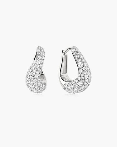 Pavé Wave Huggie Hoop Earrings