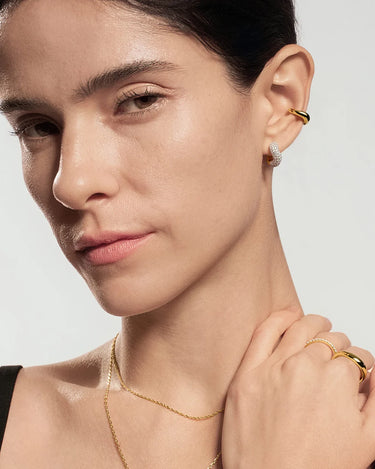Chunky Pavé Wave Huggie Hoop Earrings