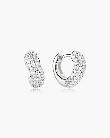 Chunky Pavé Wave Huggie Hoop Earrings